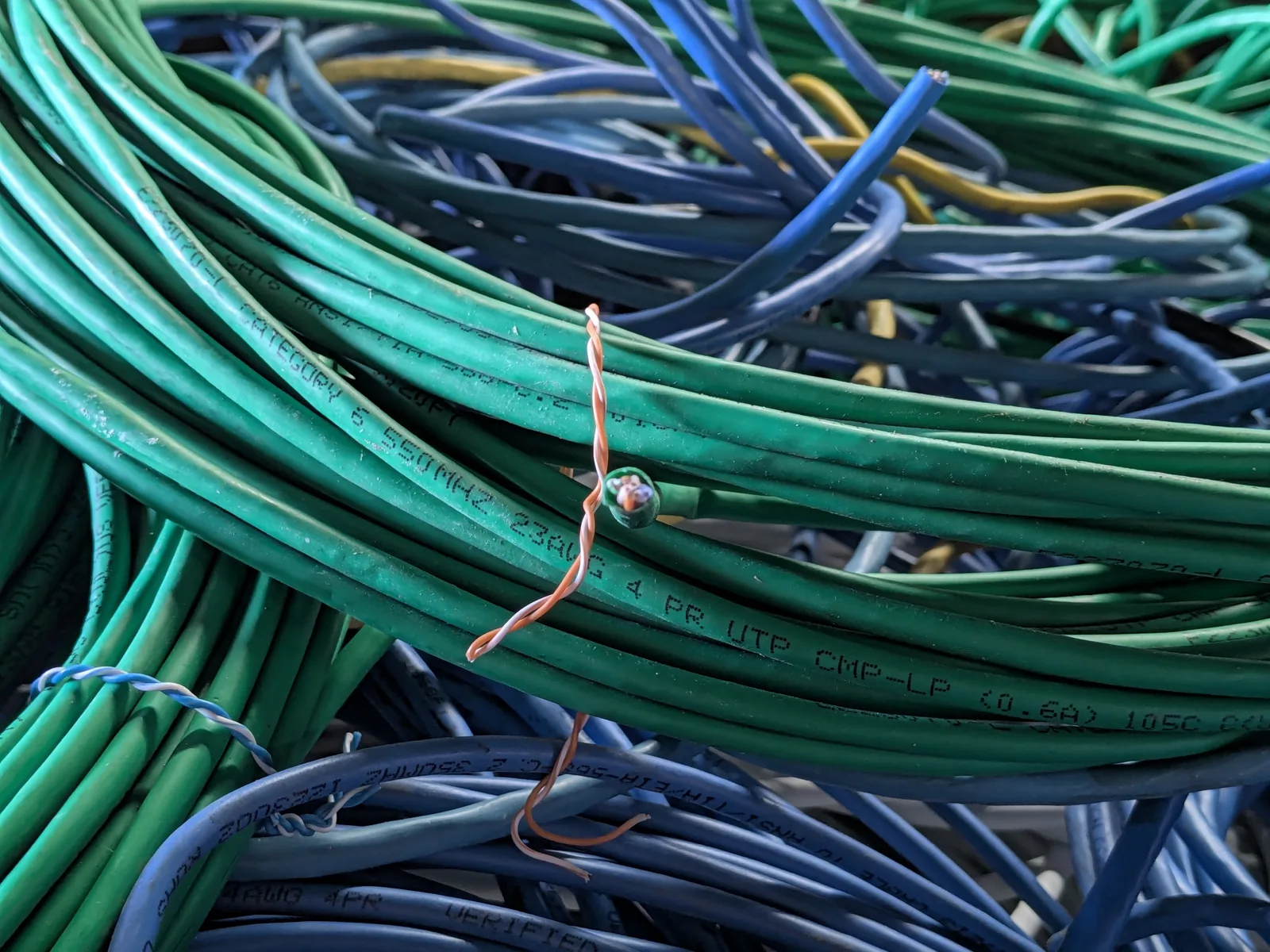 Wire Cat 5/6 Communication  scrap metal example